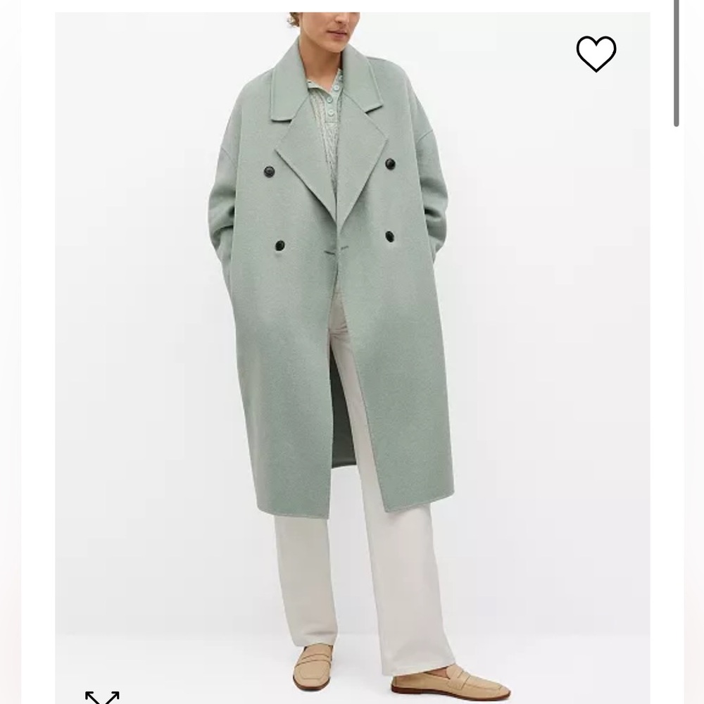MANGO Women's Handmade Wool Coat size XS-S mint green